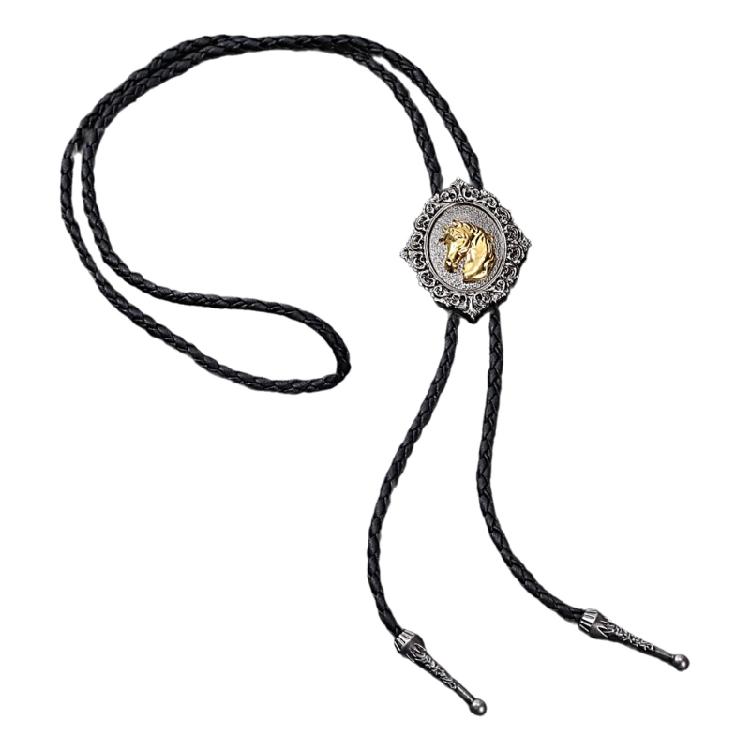 Западный Ковбой Винтажный Значок Корова Лошадь Подвеска Галстук-Боло Плетеная Кожаная Веревка Шнур Галстук Ожерелье Украшения На шею 1