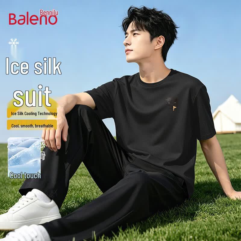 Baleno Men s Ice Silk Short-Sleeve & Pants Casual Set 3XL