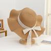 New UV Protection Women Sun Hat Wide Brim Bow Ribbons Summer Beach Hat Breathable Foldable Travel Straw Cap