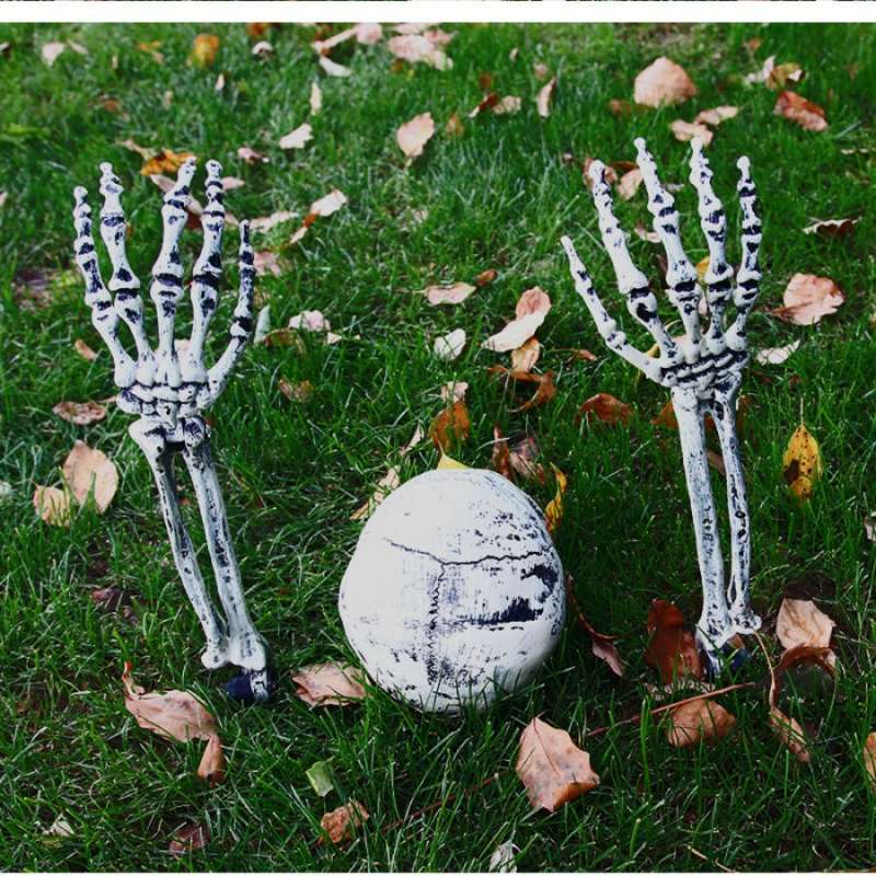 Halloween Realistic Skull Hand Arm Party Home Garden Lawn Decor Outdoor Party Spooky Yard Horror Skeleton Arm Decoration Props