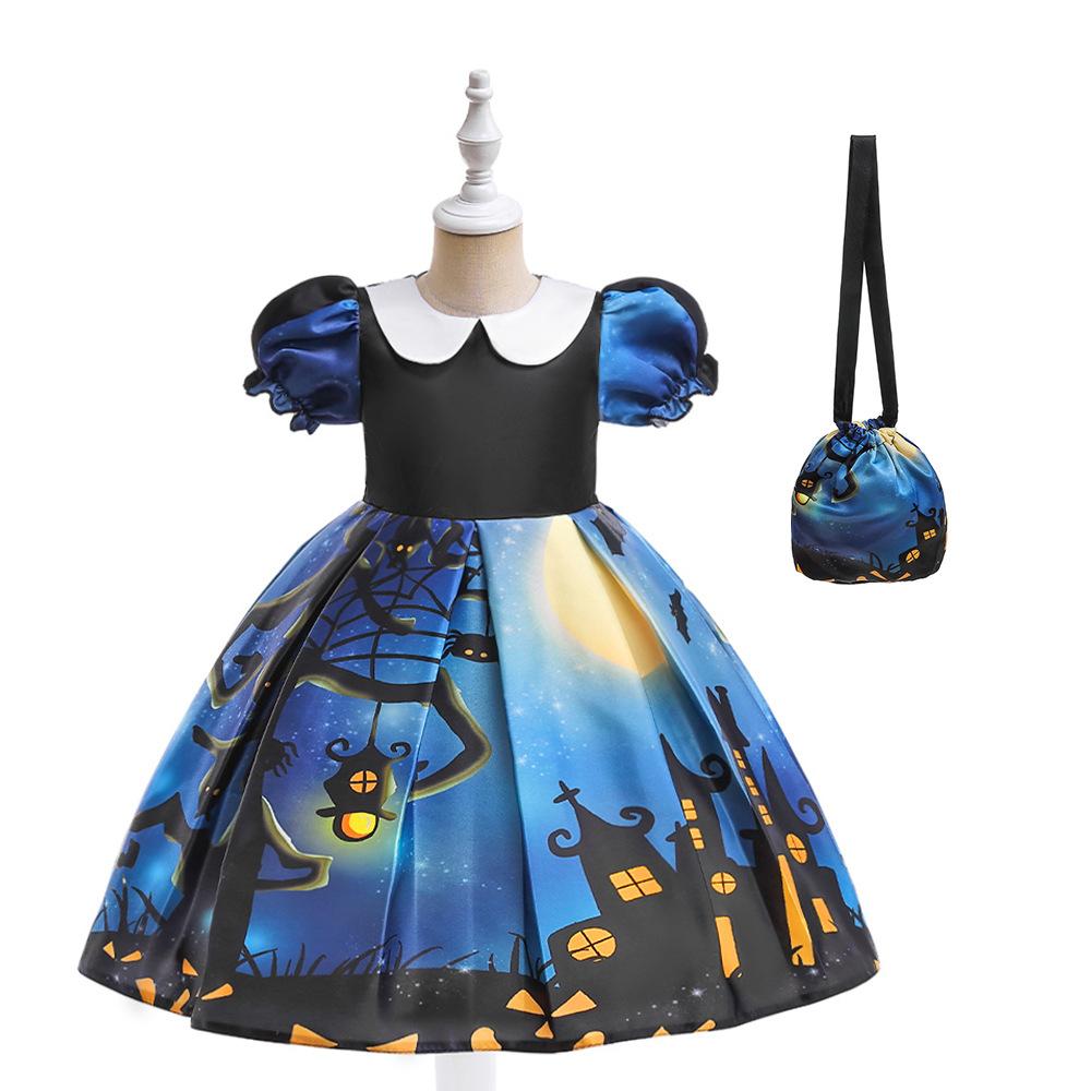 Halloween Children's Costume, Girls Cosplay Cosplay Witch Pumpkin Show Dress Girl Princess Dress