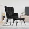 Vidaxl Fauteuil avec Repose-pieds, Noir, Revêtu de Velours