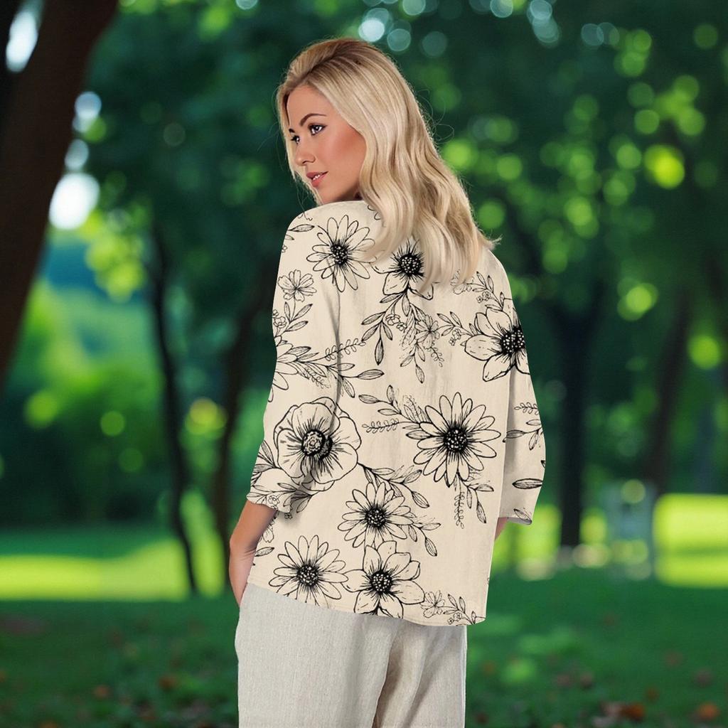 3/4 Length Sleeve Womens Tops Summer Trendy  V-Neck Blouses Dressy Casual  T-Shirt Summer Outfits Beach Vacation