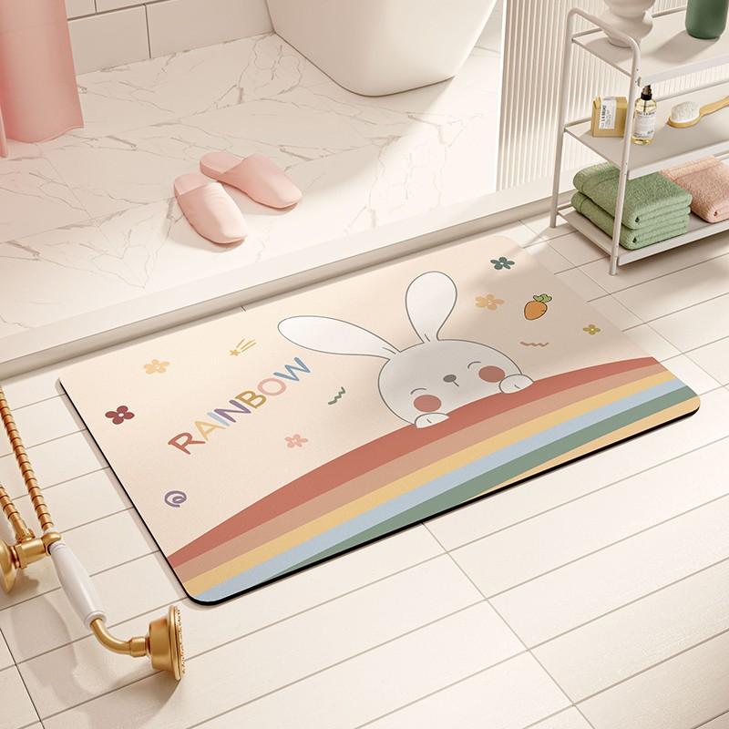 Small Fresh Diatom Mud Soft Ground Paving Anti-Skid Pad Anti-Drop Floor Sticker Small Size Bathroom Absorbent Floor Mat Foot Pad