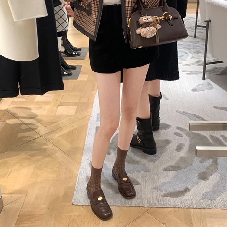 Rindslederversion~ Klassische Damen-Retro-Loafer mit kleinen goldenen Münzen, flache Damenledersocken mit kleinen Lederschuhen, einzelne Schuhe