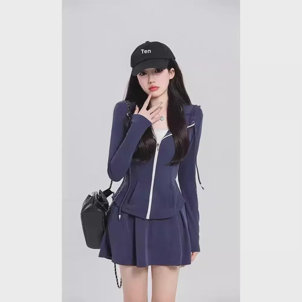 2025 Jarní Dívčí Vysokoškolský Styl Mikina a Plisovaná Sukně Sportovní Souprava