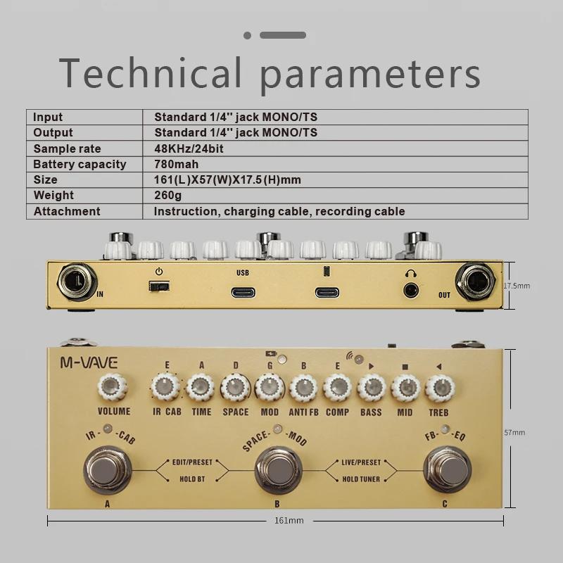 M-VAVE Cube Baby AC Pro Acoustic Guitar Processor | 9 AMP/IR Sims w/ Dly/Chs/Rvb FX | USB Audio Interface & Type-C Recharge