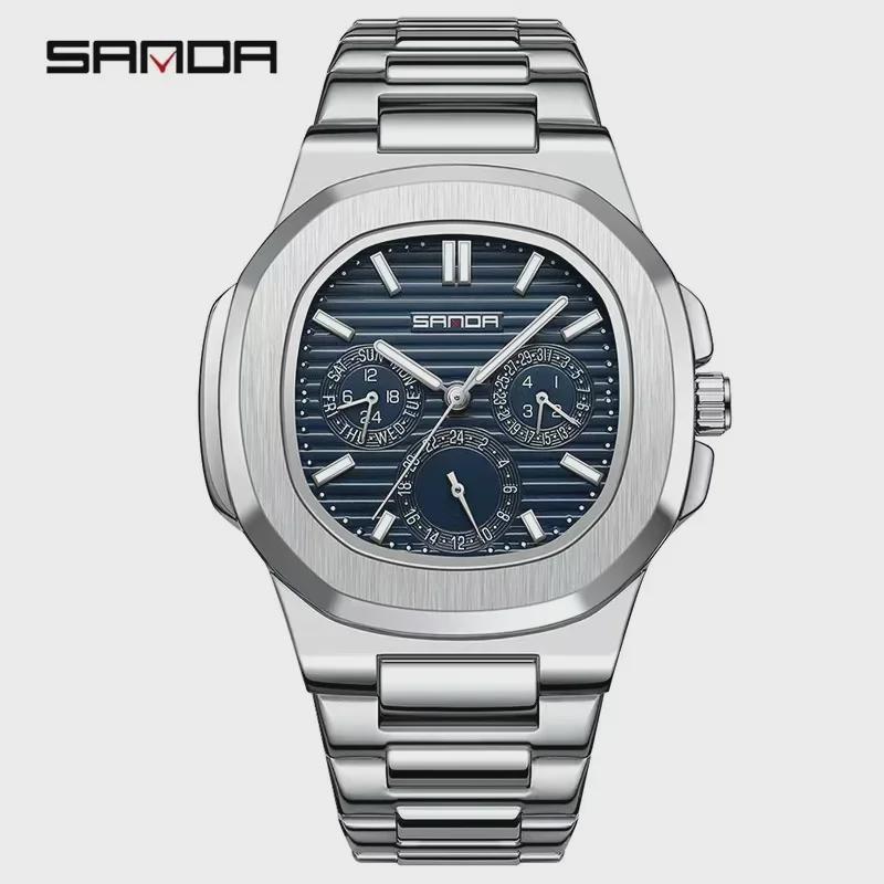 Luxury Business Men's Quartz Watch Waterproof Luminous Three Pin Six Hole Timer Fashion Men's Clock