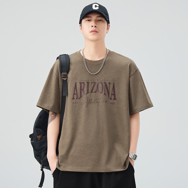 New Summer Short-sleeved T-shirt for Men Loose Round Neck Five-point Sleeve T-shirt Casual Japanese Retro
