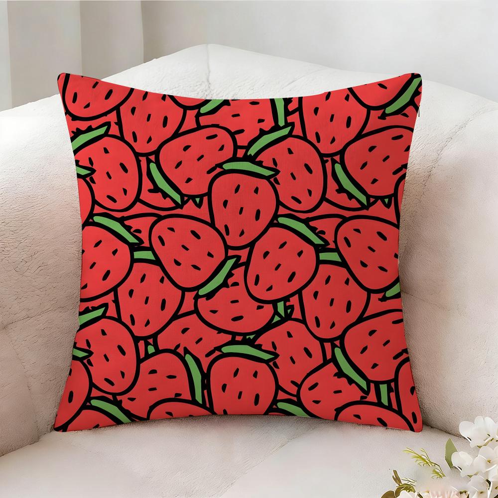 Strawberries Cute Food Pillow Case Pillowcase Doublesided Printed Sofa Cushion Bedroom Headboard Pillow