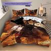 3pcs Anime Lion Warrior Comforter Set with 1 Quilt Cover & 2 Pillowcases (No Core) - Festive Gift for Bedroom Decor, Polyester Fabric, Cartoon Design.