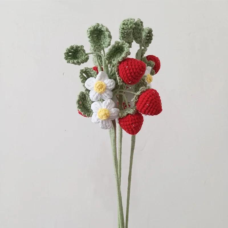 Hand Knitted Fruit Flower Faux Fruit Bouquet Lemon Blueberry Handmade Diy Faux Flower Bedroom Living Room Party Decoration Gifts