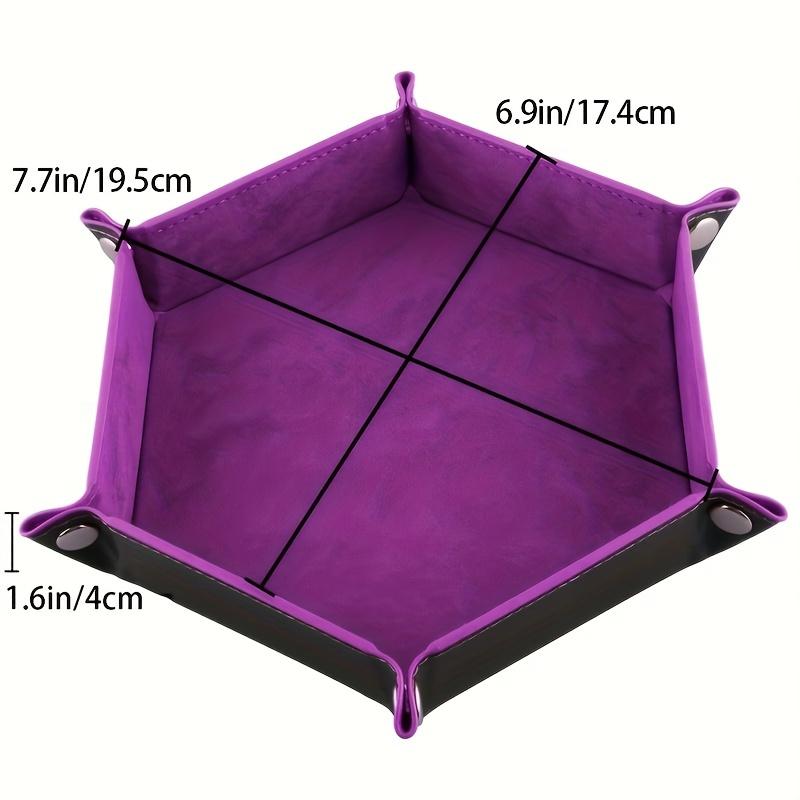 1 Pc PU Leather Velvet Folding Storage Tray Hexagonal Dice Tray Holder Storage Box Plain Desktop Storage Basket For Dice Games