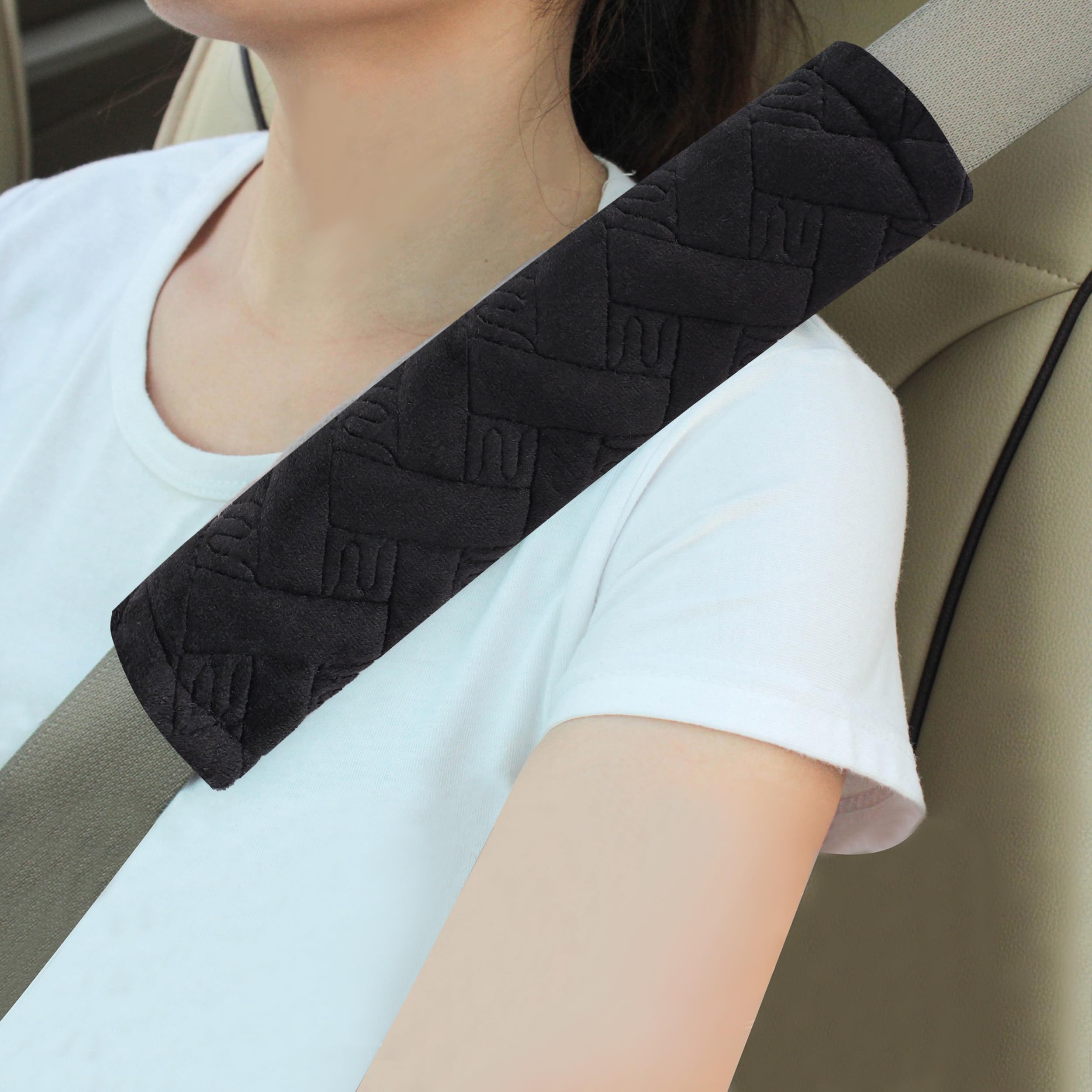 

Soft car seat belt cover, seat belt shoulder pads, 2 pieces, more comfortable to drive, compatible with all cars and backpacks, black чёрный