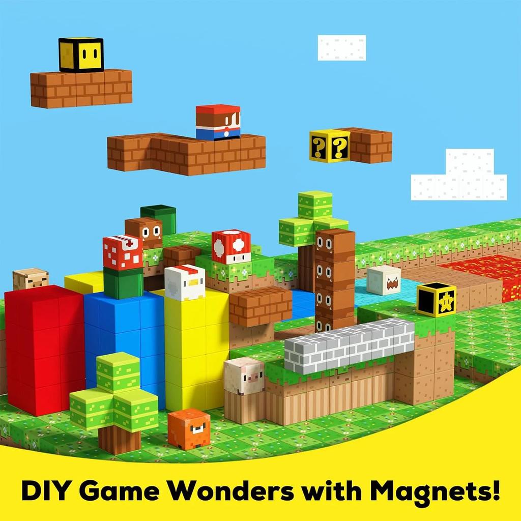 Magnetic Building Block Magnet Cube Mine World Set Magnetic Tiles STEM Sensory Cubes Construction Toys for Boys Girls Age 3+ DIY