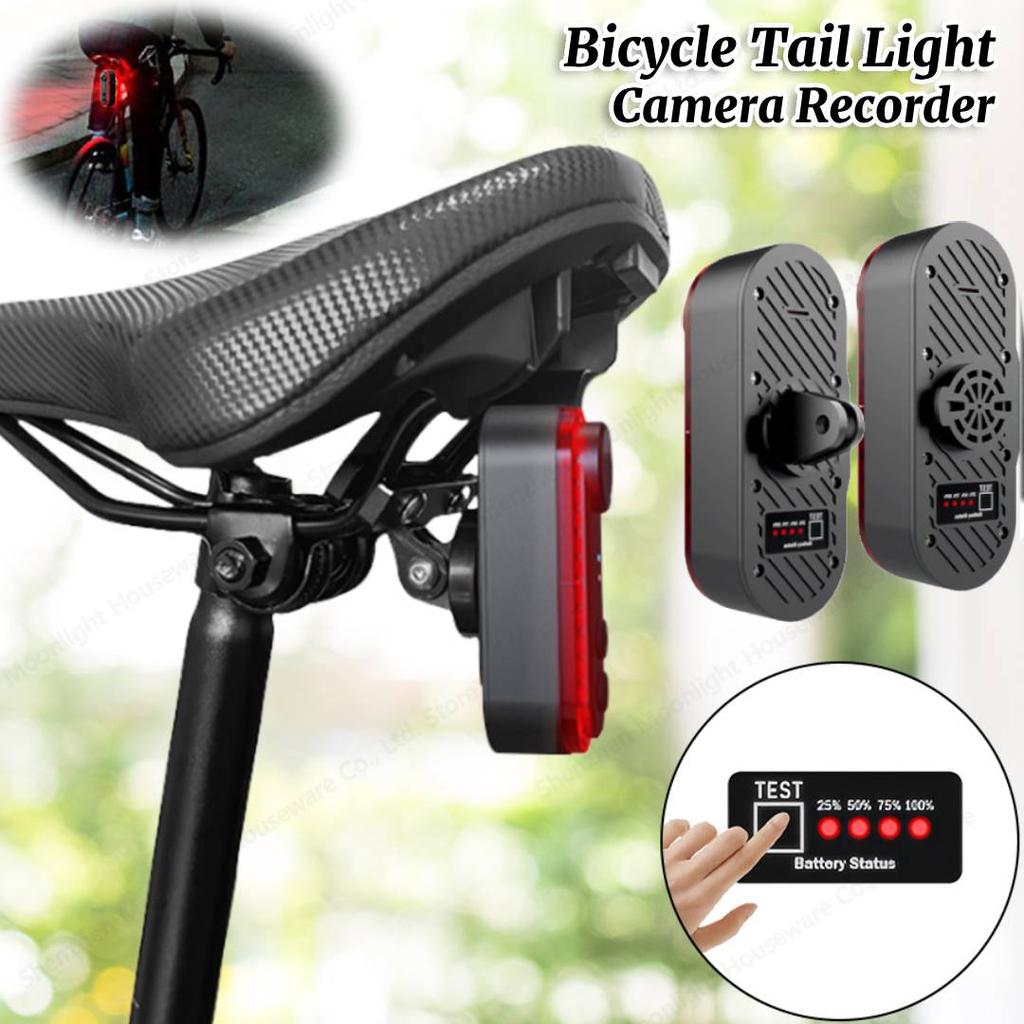Safety Bicycle Rear Light 1080P HD Bicycle Tail Light Camera Recorder IPX6 Waterproof Continuous Recording 6H for Riding Cycling