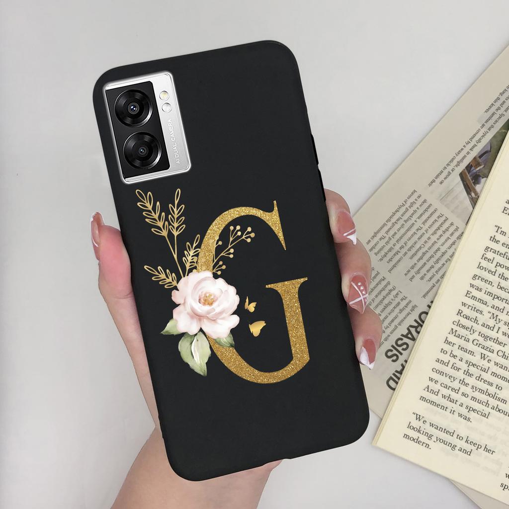 For OPPO A57 4G CPH2387 Cover Flower Letters Soft Silicone Case For OPPO A77 5G Shockproof Shell For Realme V23 5G Fundas Bumper