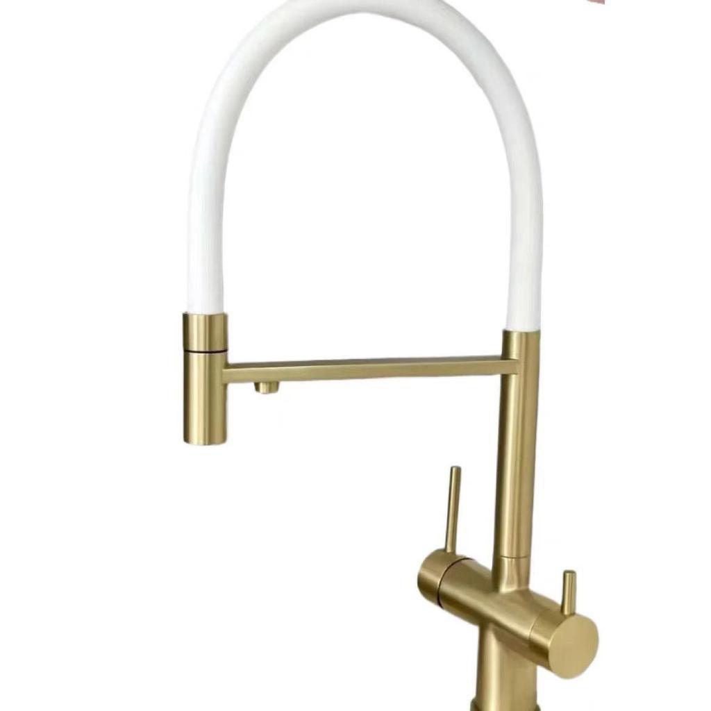 Gunmetal 304 Stainless Steel Pull-Out Kitchen Faucet with Hot/Cold Drinking Water Purifier and Vegetable Sink Function.