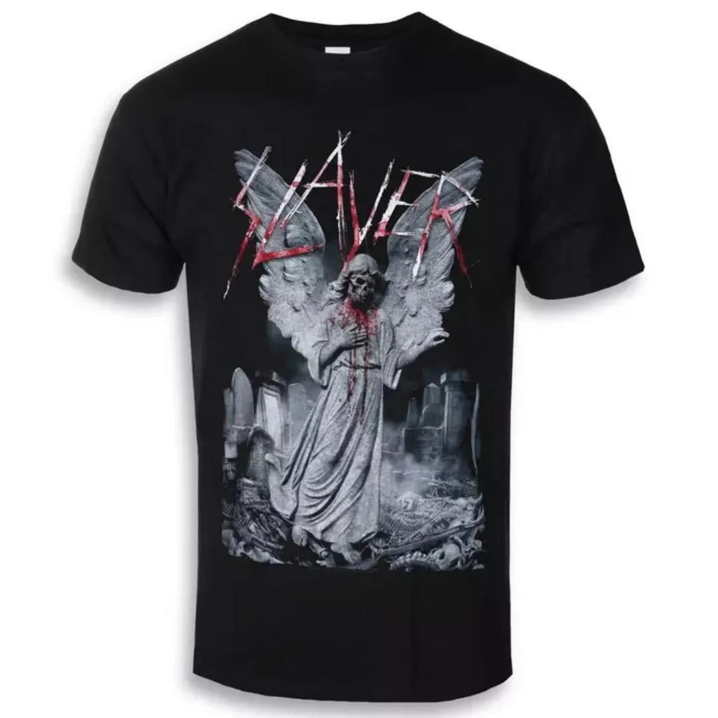 Slayer Logo Inspirational Print Tshirt Casual Street Style Cotton Tshirt Suitable For Metal Enthusiasts Casual Summer Tshirt