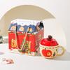 Creative Apple Christmas Ceramic Cup Mug with Lid Christmas Gift High Pretty Water Cup Gift Box Souvenir