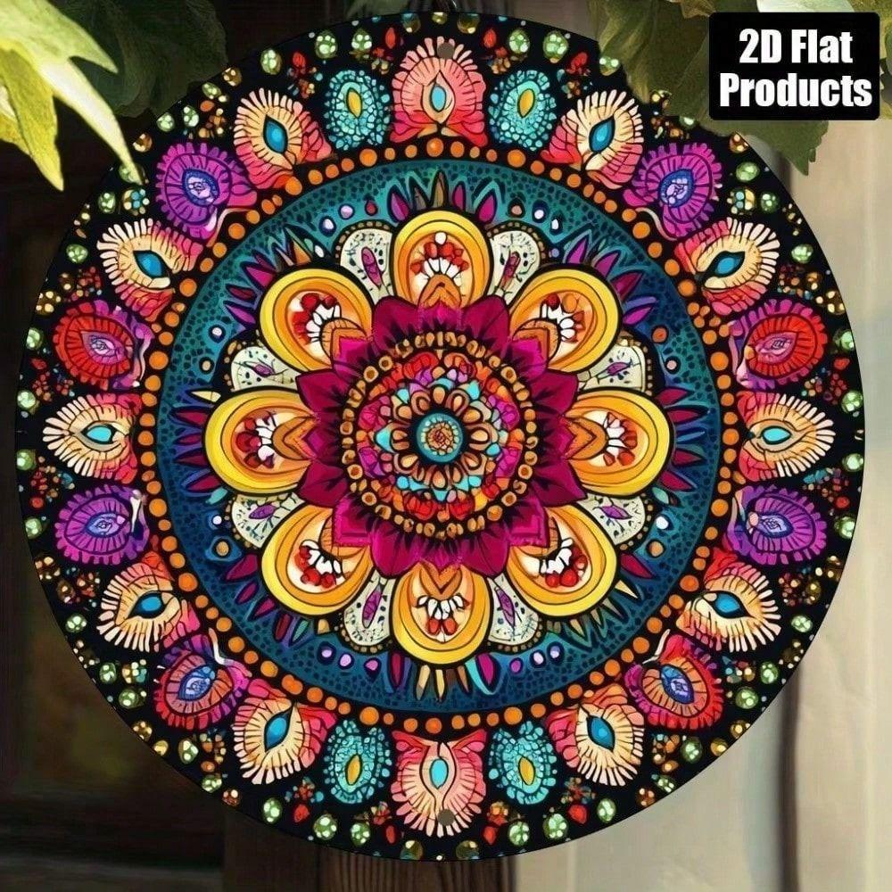 Metal Wall Art Poster Mandala Retro Flowers for Living Room Decor