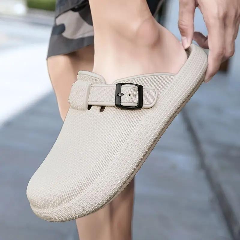 Fashion Beach Slides Half Soft Rubber Sabot Mules Male Slipper Casual Elegant Cheap Shoes Liquidation Original Low Price Y2k Men's Shoe