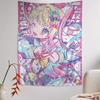 Purple Pink Anime Girl Tapestry Wall Hanging Glitch Pastel Goth Aesthetic Wall Art Dorm Bedroom Living Room Decor