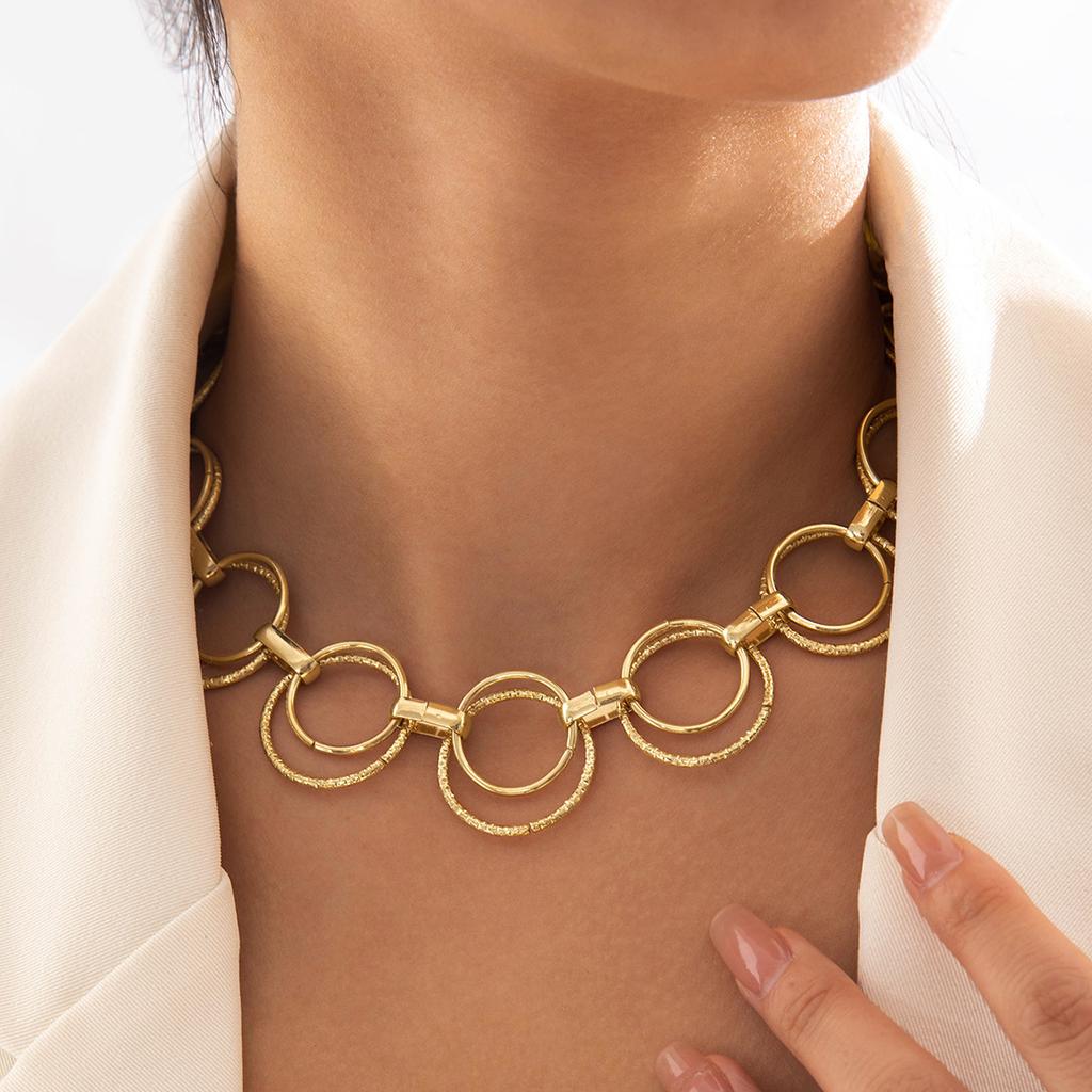 Letter Splicing Collarbone Chain European and American Style Geometric Rectangular Necklace Necklace Necklace Jewelry Women