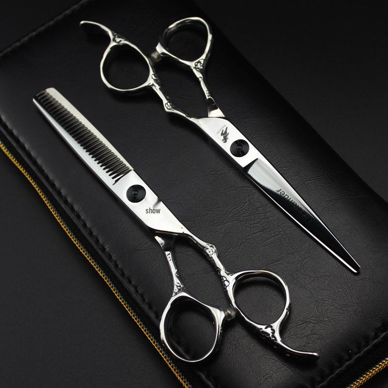 6.0-Inch Glossy Plum Blossom DL-20 Hairdressing Scissors, Straight Shears & Thinning Shears Straight Shears