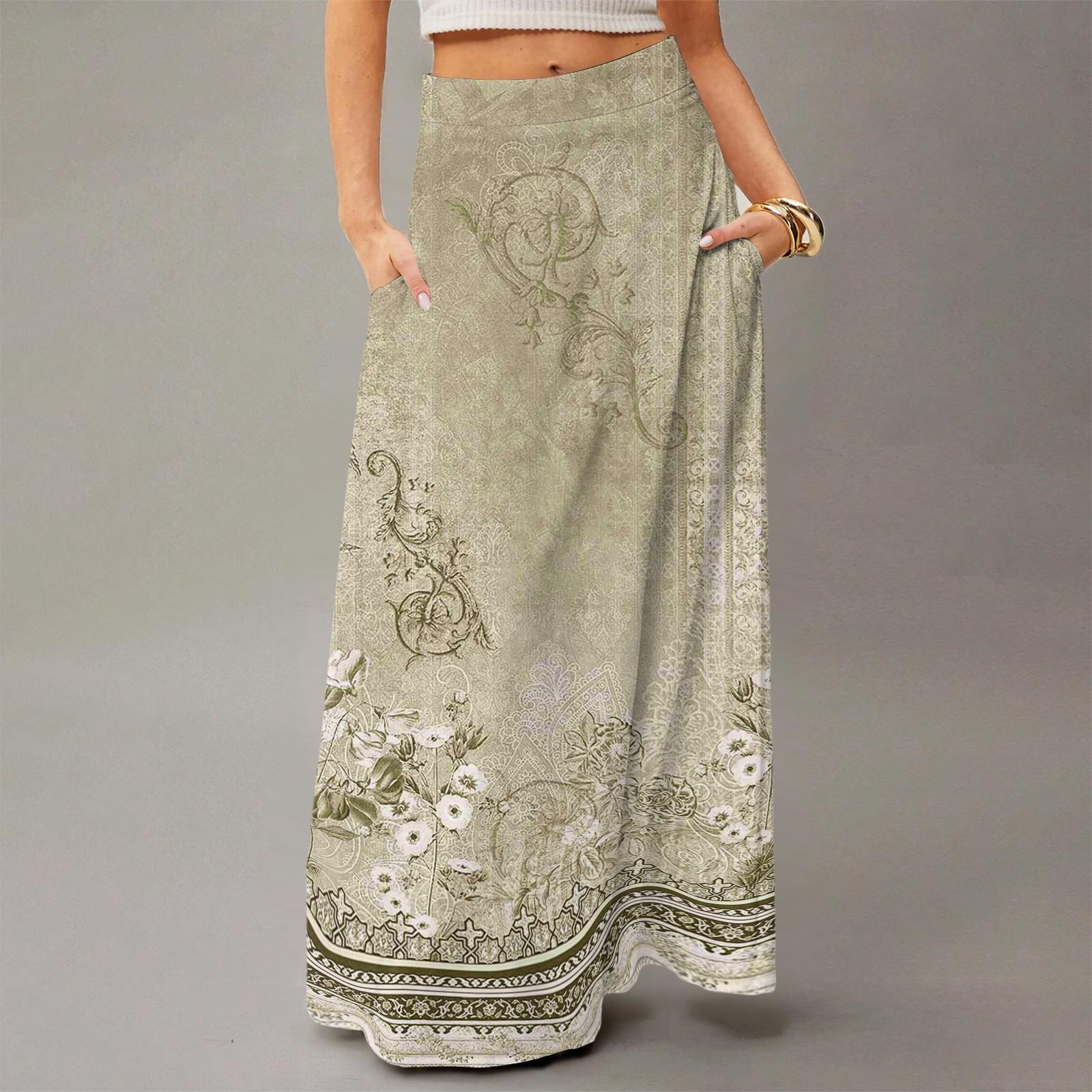 

Женское струящееся платье макси, обычная повседневная летняя юбка в стиле бохо S