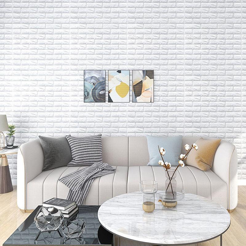 Solid Color European Style Faux Brick Wall Sticker Self Adhesive Background Decor Wallpaper for Home DIY Craft Projects Wall Art