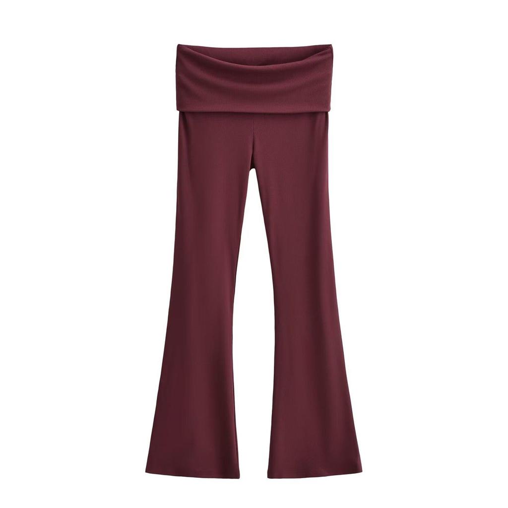 Spicy Girl Slim-Fit Micro-Flare Elastic Waist Pants for Women - Ribbed and Versatile Spring Casual Wear