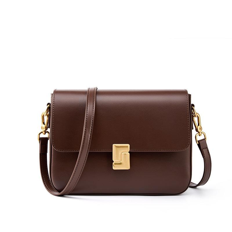 Leather bag women's bag new spring and summer messenger bag women's commuting shoulder tofu bag small square bag cowhide bag