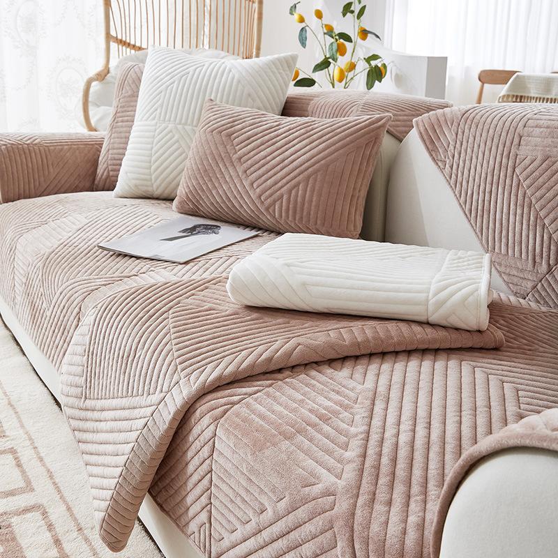 Sofföverdrag Ny Enkel Soffsitsdyna Halkfri Vinterstil Förtjockad Plysch Heltäckande Tyg Handduk