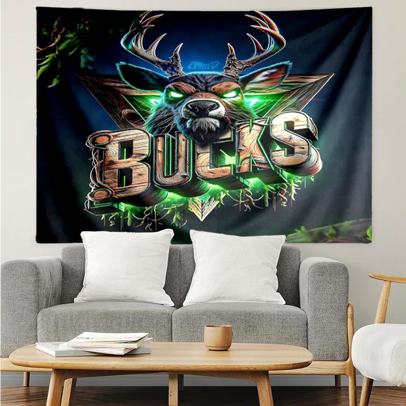 Bucks Team Logo Quick-Dry Tapestry Hanging for Bedroom,Livingroom, Playroom,Decor Art Room Wall Tapestry Holiday and Birthday Gifts