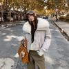 Big fur collar down cotton jacket women's winter short temperament loose small deerskin down cotton jacket