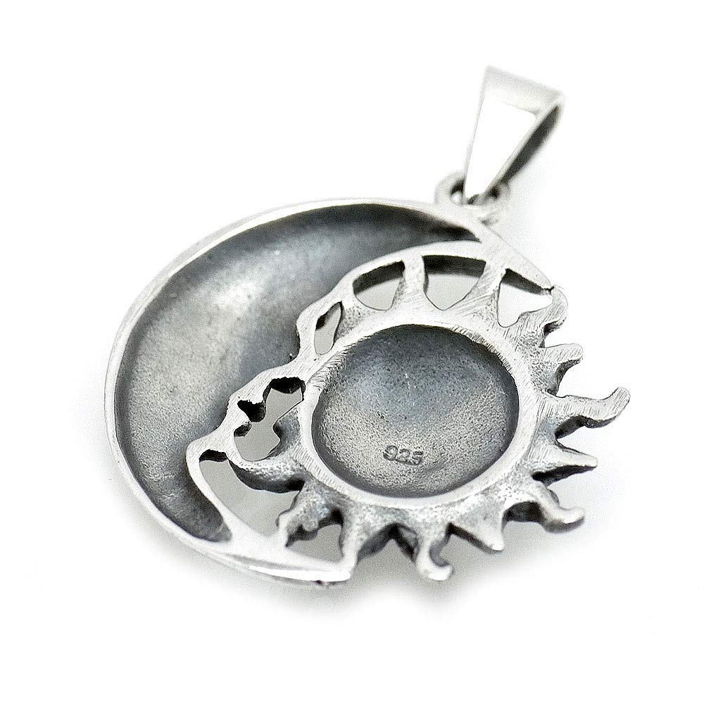 925 Silver Mayan Civilization Sun and Moon Pendant Top Mm [Silver One] Men's