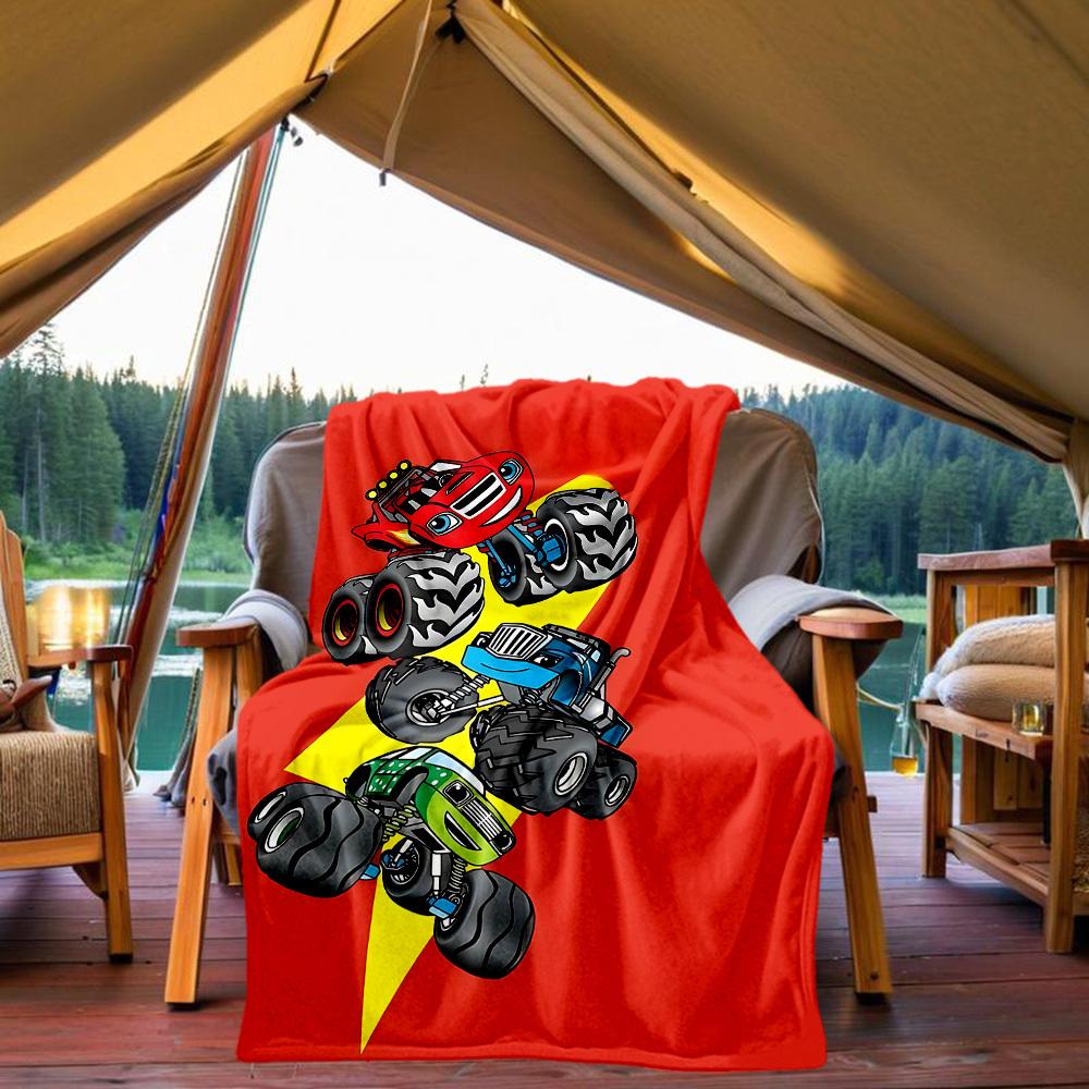 1PC Monster Trucks Outdoor Blanket Lightweight Flannel, Soft & Warm, All-Season Use for Sofa, Outdoor, Camping, Living Room, Office76