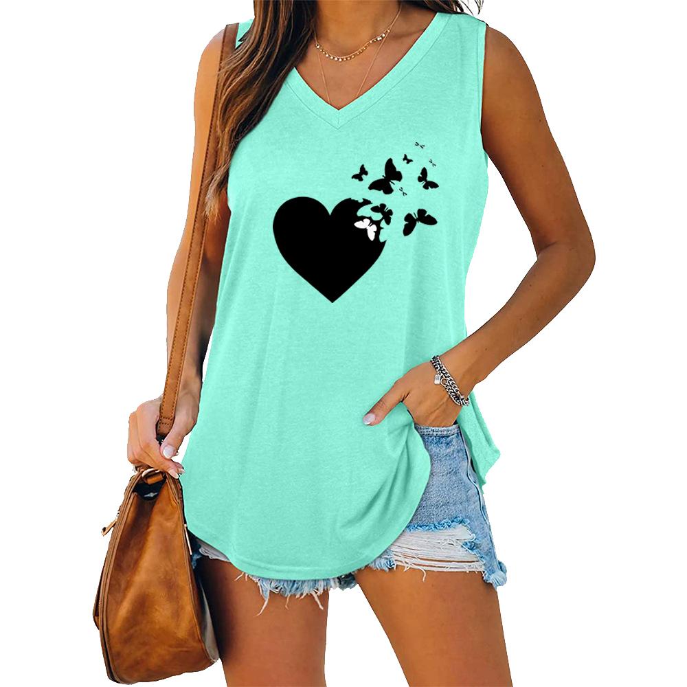 Summer Fashion Tank Top Women V Neck Shirt Ladies Casual Sleeveless T-shirt