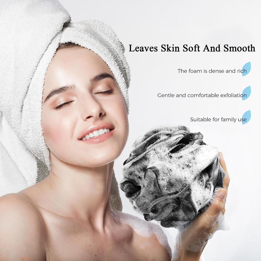 4 stk/sett Scrunchies Kroppsdusj Puff Skrubbesvamper Eksfolierende Bade-loofah