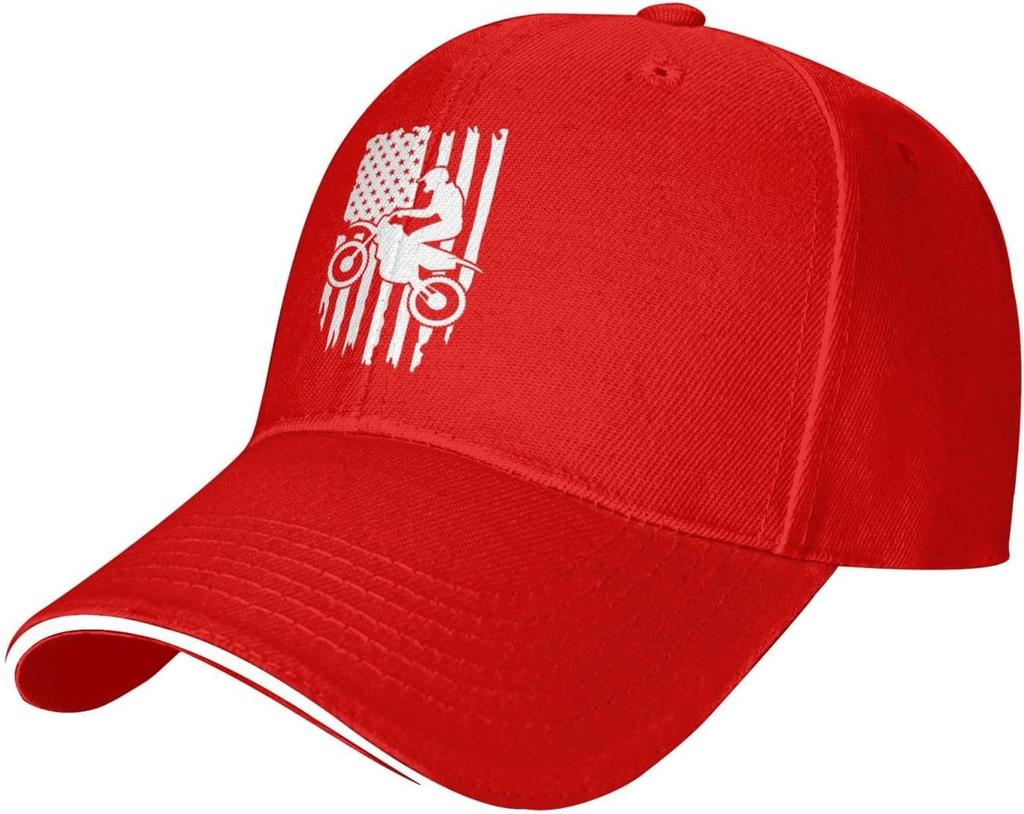 Motocross American Flag Distressed Baseball Cap Polyester Casual Trucker Hat Adult Unisex Sun Protection
