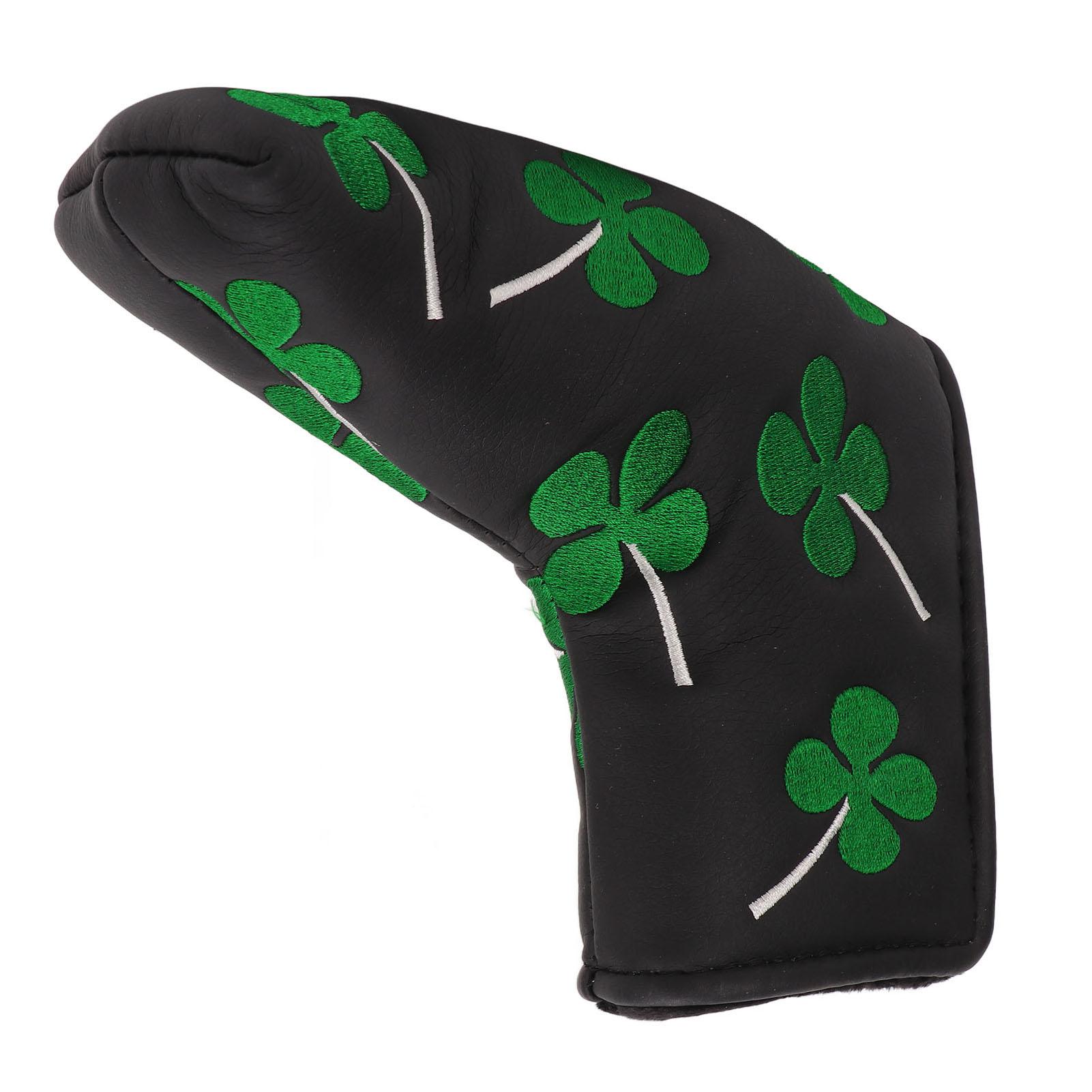 

Good Luck Four Leaf Golf Putter Headcover Thick Plush L Shaped Golf Blade Putter Head Cover Black