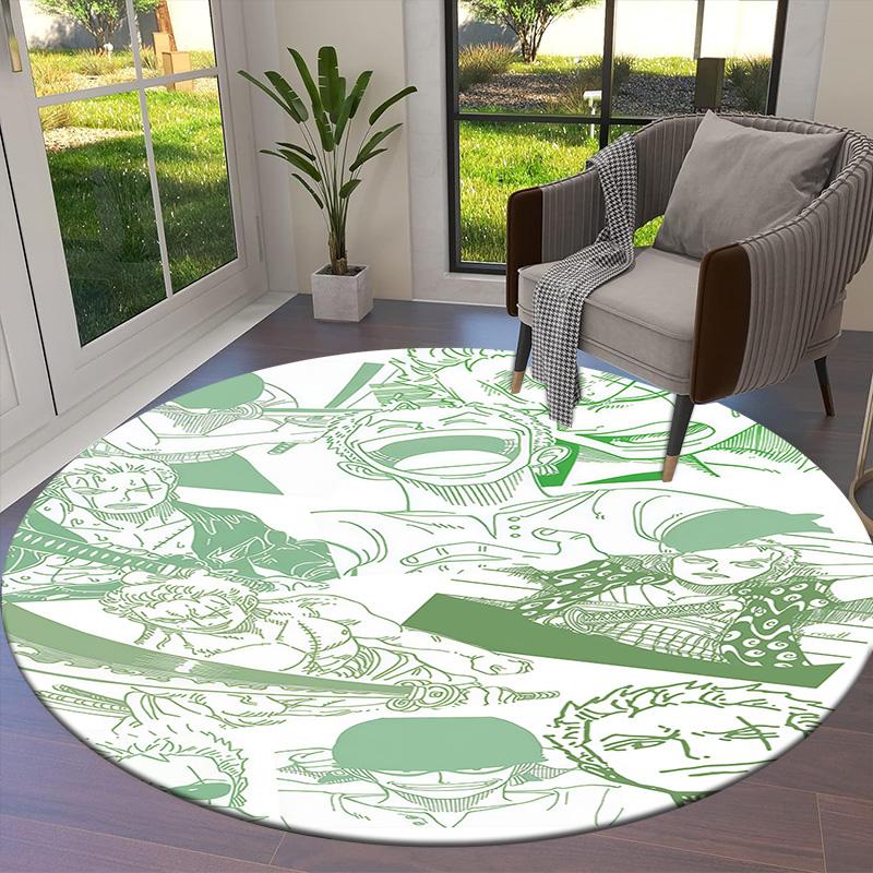 Roronoa Zoro Round Area Rug Carpet Rug For Living Room Bedroom Sofa Playroom Decor Nonslip Floor Mat