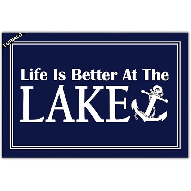 

Якорный темно-синий коврик для двери - Коврик Жизнь лучше на озере - Забавный коврик для кухни и ванной 23,6 x 15,7 1 4 x 1 11 (Rectangular синий