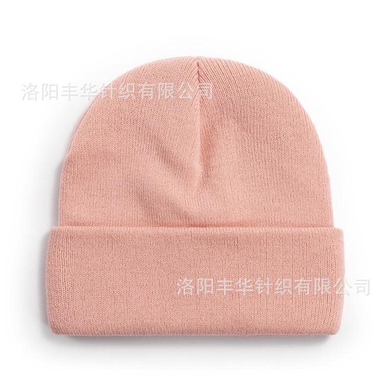 Autumn and winter men's and women's knitted hats solid color free design wool hat printing embroidery thermal hat