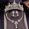 Luxury Green Crown Bridal Jewelry Sets for Women Tiaras Necklace Earring Set Wedding Choker Bride Evening Jewelry Set Fashion