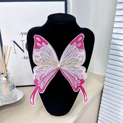 Clothing Stickers Butterfly Pattern Lace Patches Garment Sewing Organza Fabric Embroidered Patch Exquisite Colorful