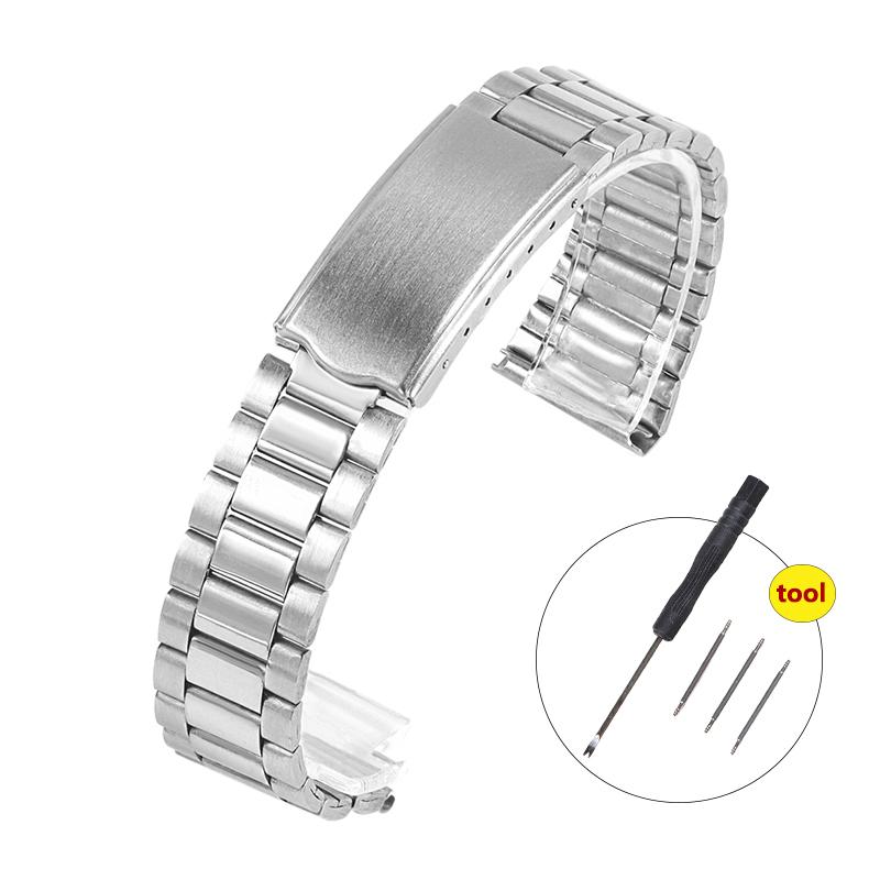 Edelstahl Uhrenarmband Metallarmband Faltschließe 12mm 14mm 18mm 20mm Universelles Uhrenarmband Silber Gold für Männer Frauen