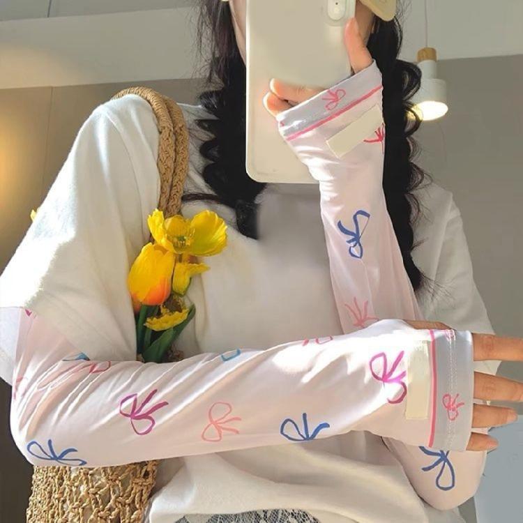 Bowknot Printed Cooling Sleeves Summer Cooling Sleeves for Women Girls Camping