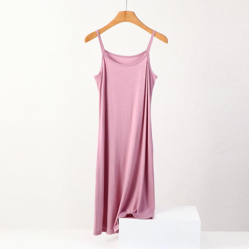 Women's Thin Strap A-line Midi Cami Dress Plus Size Solid Rayon Spandex Sleeveless High Waist Spring Summer Layering Long Tank Dress
